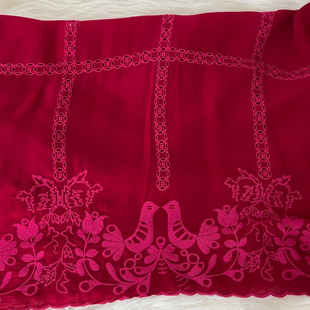 Johnny Was Crimson Blouse fuschia embroidery with Eyelet Trim Long Sleeve Medium - Picture 5 of 16